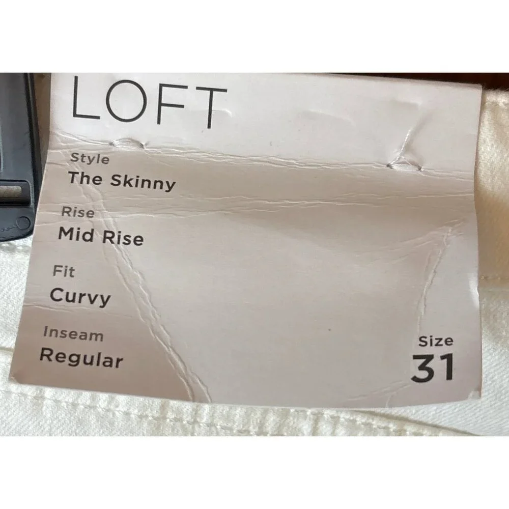 Loft‎ Curvy Skinny Mid Rise White Jeans
